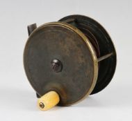 Gowland and Co Makers 3&4 Crooked Lane London Bridge brass plate wind salmon reel - 3.75