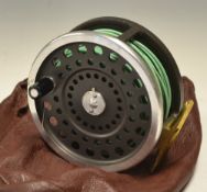 Hardy Bros Marquis Salmon No. 2 alloy fly reel - with ribbed brass foot c/w line - very lightly used