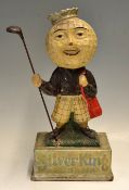 Rare Silver King papier-mâché advertising golf ball caddy figure c.1910-on the original