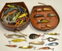 Large quantity of salmon lures including Devons, Abu Toby's, Hardy HJS, Allcock's wooden plug,