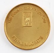 1972 Benson & Hedges Cricket Cup Final Medal - Leicestershire v Yorkshire played at Lords 1972,