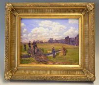 Bill Waugh signed colour golf canvas print: Old Tom Morris at St Andrews c.1880 - print measures