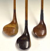 3x assorted socket woods - large brassie stamped Ernest Norman Carlyon Bay GC: J H Taylor
