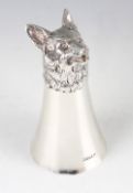 Fox Mask Silver Stirrup Cup - hallmarked London 1964 - 27cm High