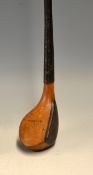 Fine R Norrie golden beech wood bulger brassie - full wrap over sole plate, full leather face insert