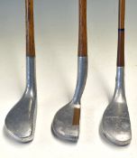 3x Alloy Putters - Mills SS model, Otey Crisman stylist with a brass face insert and a Laurie