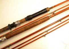 2x Milwards Salmon Fly and Spinning split cane rods - 