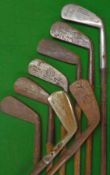 8x various long and mid irons: makers incl Tom Stewart, Simpson Carnoustie, Gibson Genii model,