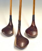 2x J H Taylor autograph socket head drivers and a left hand brassie stamped Ernest Sales Sunningdale