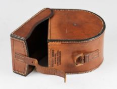Hardy Bros leather block D shaped reel case - for 3 7/8