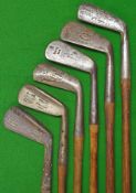 6x assorted irons: 2x Maxwell's, driving iron and mid iron, J.H Taylor autograph Sammy, Nicoll