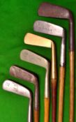 6x various blade putters - Tom Stewart, 2x J B Halley, Gibson, and unnamed brass blade and one other