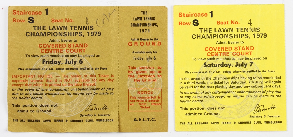 Tennis - 1979 Lawn Tennis Championships Wimbledon Tickets - To include tickets Ladies Final