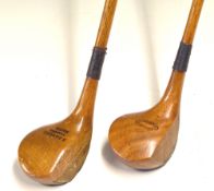 Ben Sayers Masta light stained persimmon brassie: with lower rams horn face insert together with a