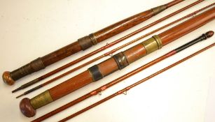 2x interesting early greenheart fly rods - Charles Farlow & Co Makers 191 Strand London 11ft 9in 3pc