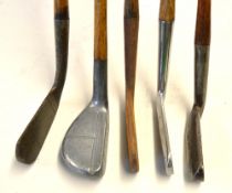 4x assorted putters to incl Standard Golf Co New Mills RNG model alloy mallet head (good hosel),