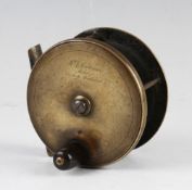 WJ Cummings Maker Bishop Auckland brass wide drum salmon fly reel - 3.5