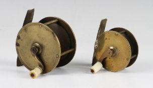 2x Vic brass crank wind fly reels c.1850/60s - 2.75