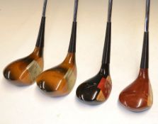 4x persimmon woods - 2x Macgregor MT Tourney drivers with aluminium face inserts; together with 2x