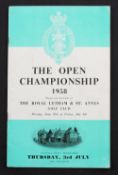1958 Official Open Golf Championship programme - played at Royal Lytham and St Annes on Thursday 3rd