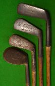 4x matching Chas H. Rodwell golf clubs - a mid-iron, mashie and round head niblick together with