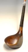 Spalding Bros persimmon large brassie - c/w original leather grip - ready for the bag