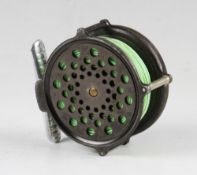 Fine and rare Hardy Bros Bougle Dup Mk.II alloy reel retaining all of the original dark lead