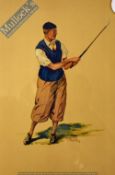 Golfing Lithograph Print Charles Ambrose golfing print 44 x37cm f & g