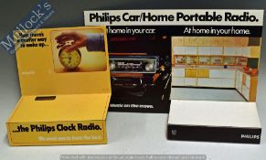 1970s/80s Phillips Advertising Boards including Philips No-Fiddle Colour Tv, Clock Radio, Car/Home