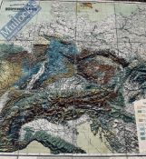 1879 Geological Map of Germany, Leipzig – edited by Dr J Hirschwald, in colour with key, 147x150cm