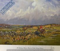 John King 1929 – 2014 – Print “The Galway Blazers” Hunt at Little Mount Brown signed in pencil to