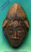 Early Example of an African Mask - a Face mask with great patina having inlaid metal twisted wire