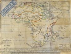 Africa – Map ‘L’Afrique En 1840’ with coloured borders, D.A. Houzé, measures31x24cm approx. light