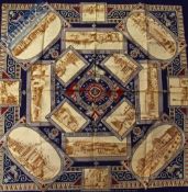 British Empire Exhibition 1924 Cloth - Magnificent large colourful printed cloth illustrating 15