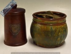 Vintage Smoking Collection – Dunhill White dot Tobacco Jar in exotic wood with s/p shield plaque for