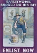 WWI Original Recruiting Poster: Everyone Should Do His Bit Enlist Now featuring a Boy Scout with his