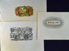 Cuba Cigars - 3 large c.1950s or earlier printed box labels for Cuban cigars including 