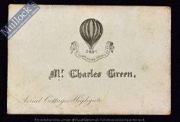 Visiting Card Of “Charles Green” Balloonist, Aerial Cottage, Highgate. London. Circa 1840s -