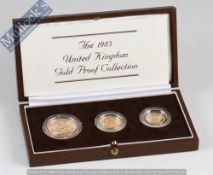 1983 Royal Mint Gold Proof Coin Collection: 3 Coin set containing £2 – Sovereign - Half Sovereign