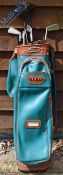 Golf Clubs and Modern Classic Leather Bag – a mixed selection of golf clubs contained within a nice,