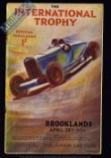Brooklands Motor Racing “The International Trophy - April 28th 1934 Programme - A detailed and
