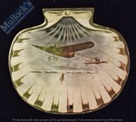 Blackpool Aviation Souvenir 1910 - Two sided Card in shape of Sea Shell with illustration of