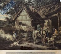 G Moreland - “The Door of the Village Inn” 19th Century print in original Hogarth frame f & g 62 x