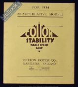 Cotton Motor Cycles 1934 Catalogue - A fine 12 page fold out to Poster size Sales Catalogue,