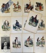 Military Napoleonic Prints - 19th Century hand coloured prints of French soldiers from the book