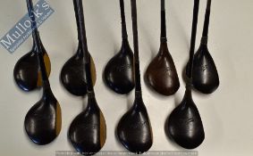 A Great Collection of Lockwood Brown Large Headed Persimmon Wood Modern Classic Golf Clubs (9) –