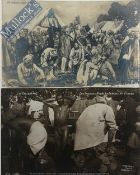 India & Punjab – Sikh Soldiers Bathing at Camp Postcards - Two vintage French postcards showing Sikh