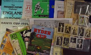 Selection of Varying Sports Items including Cricket, 1956 Davis Cup, Athletics, Snooker,