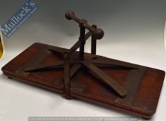 Vintage wooden and Iron Trouser Press measures 80x35cm approx. with central screw clamp Please note: