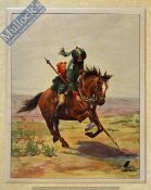 India & Punjab – Tent Pegging Chromolithic Print 1906 depicts an Indian Lancer about to strike on